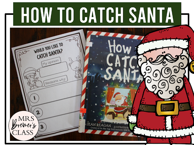 How to Catch Santa book study activities unit with literacy printables, reading companion worksheets, lesson ideas, and a craft for Kindergarten and First Grade