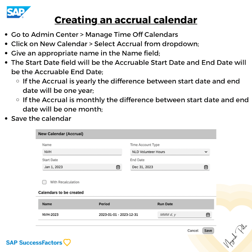 How to create an Accrual Calendar?