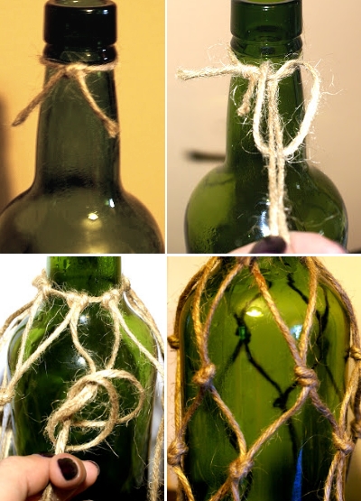 how to knot net around bottle