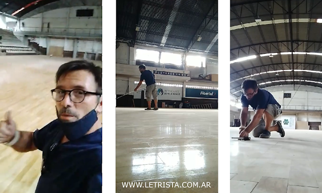 Trabajos de pintura en cancha de basquet en el Club Platense @caplatense