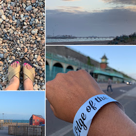 multiple images - of beach, wristband and sky in Brighton 
