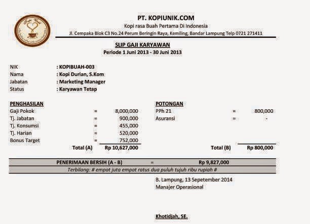 Contoh Slip Gaji Dalam Format Excel - Downlllll