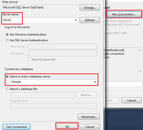 Connection to sql server database