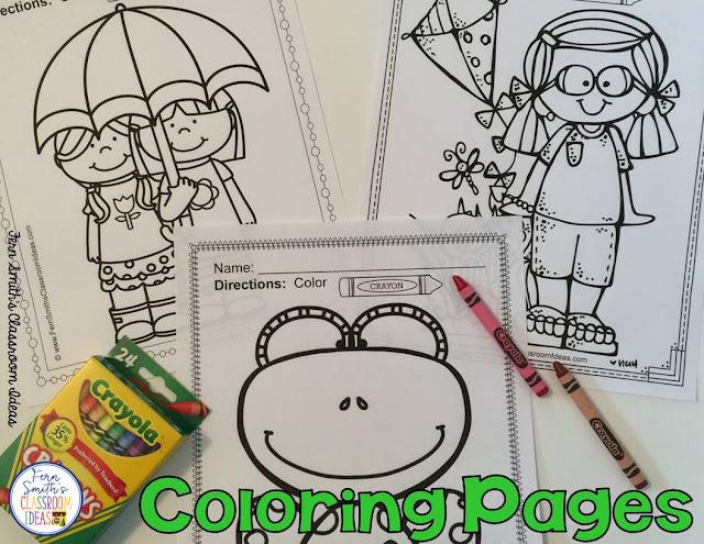  Looking for some fun for Spring? How about Easter? Seventy-Four Color For Fun Printable Coloring Pages....bunnies, eggs, umbrellas, children, all sorts of Easter and Spring Fun for your students! #FernSmithsClassroomIdeas