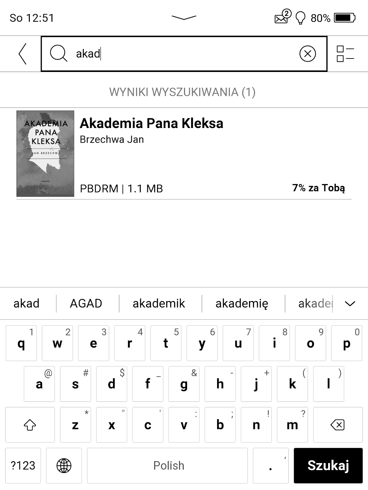 PocketBook InkPad 4 – wpisywanie z białoruskim układem klawiatury