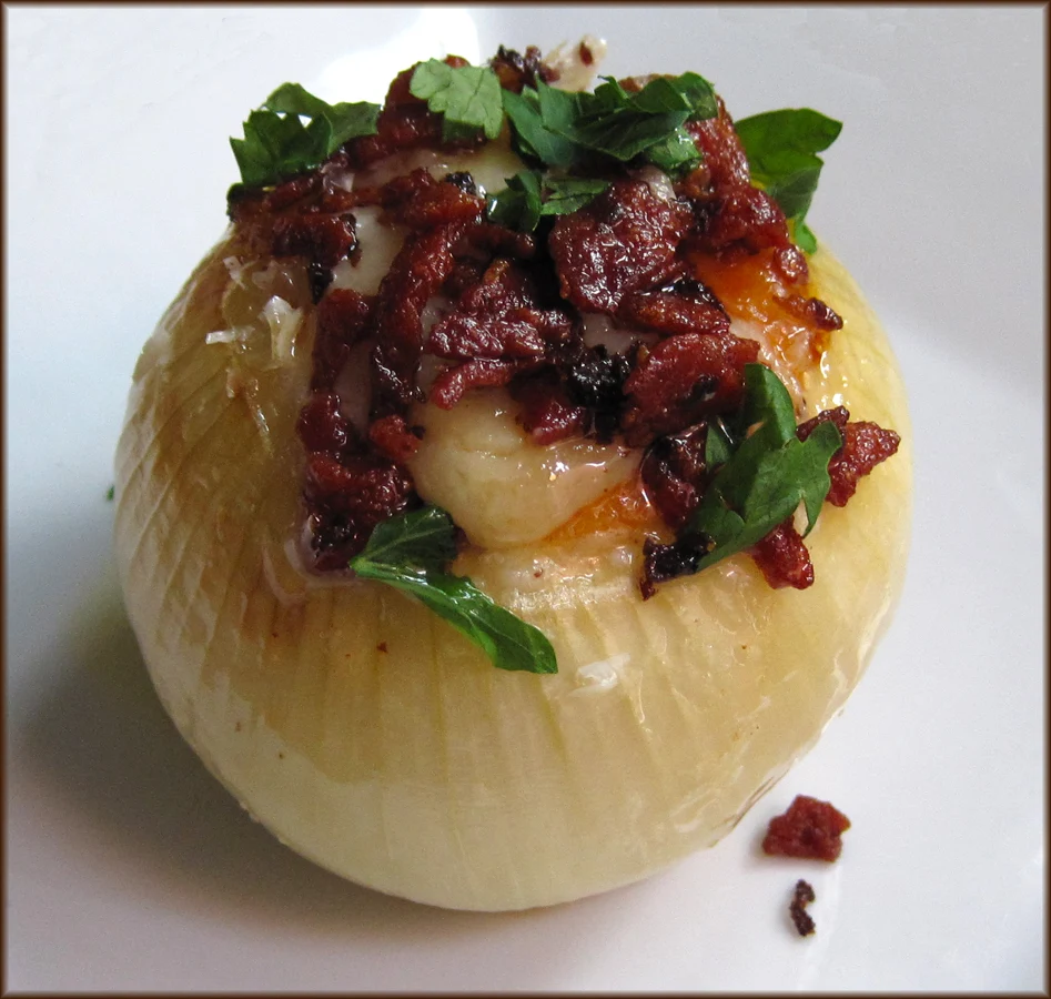 Cheese and Bacon Stuffed Onions