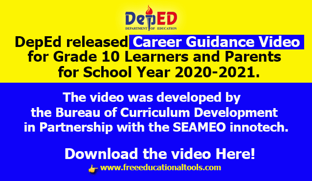 DepEd released Career Guidance Video for Grade 10 Learners and Parents SY 2020-2021 [Download Here]