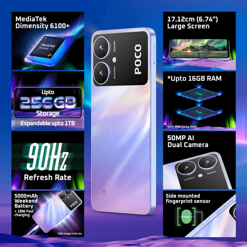 Poco M6 5G unboxing and gaming test MediaTak Dimensity 6100+ CPU , 50MP  camera 
