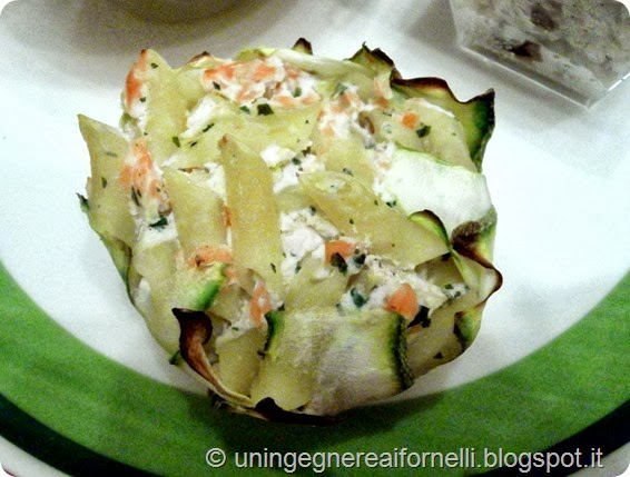 cestini zucchine pasta salmone ricotta forno monoporzione primo