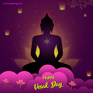 "Happy vesak day" Buddha Jayanti vesak lanterns lotus flowers