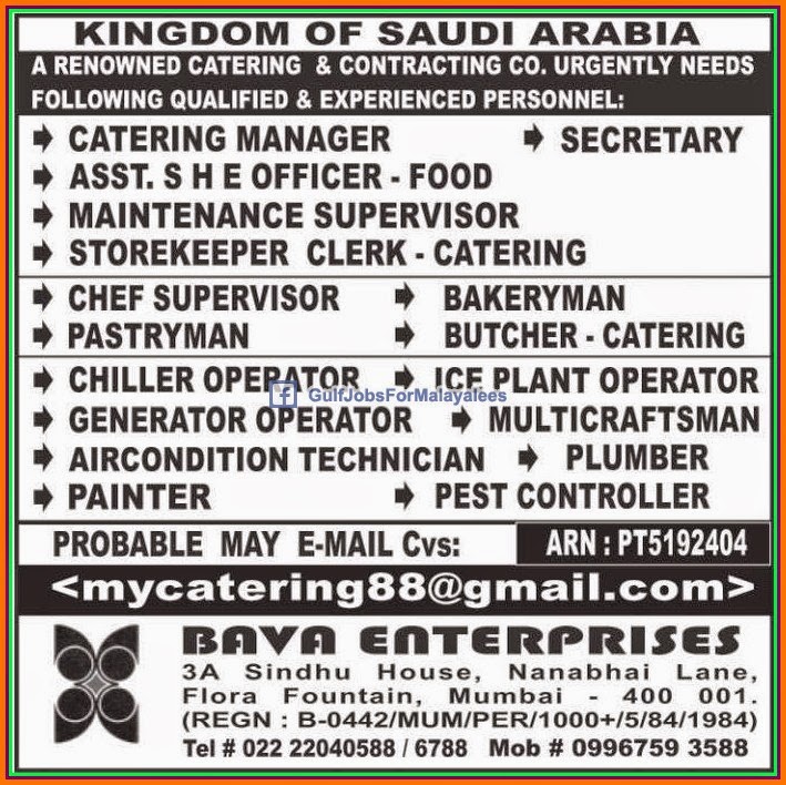 Catering & Contracting Company jobs for KSA