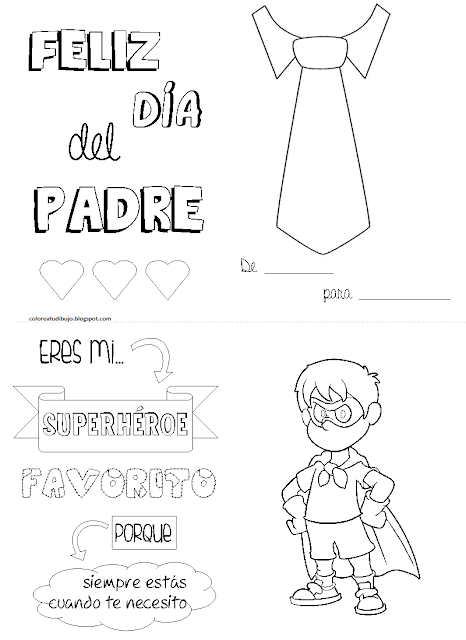 Feliz día del padre para colorear y pintar