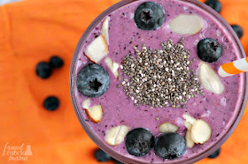 Boasting both anti-inflammatory & healing properties, this thick & creamy Blueberry Almond Chia Smoothie is just what your body needs to recover after a good sweat session.