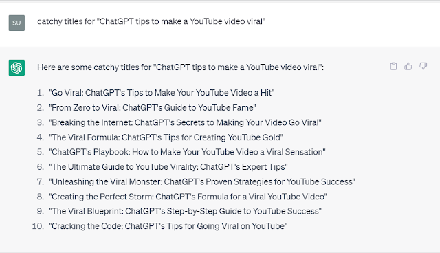 catchy titles for - ChatGPT tips to make a YouTube video viral