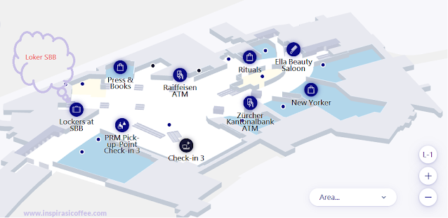 Lokasi Loker SBB di Bandara Zurich