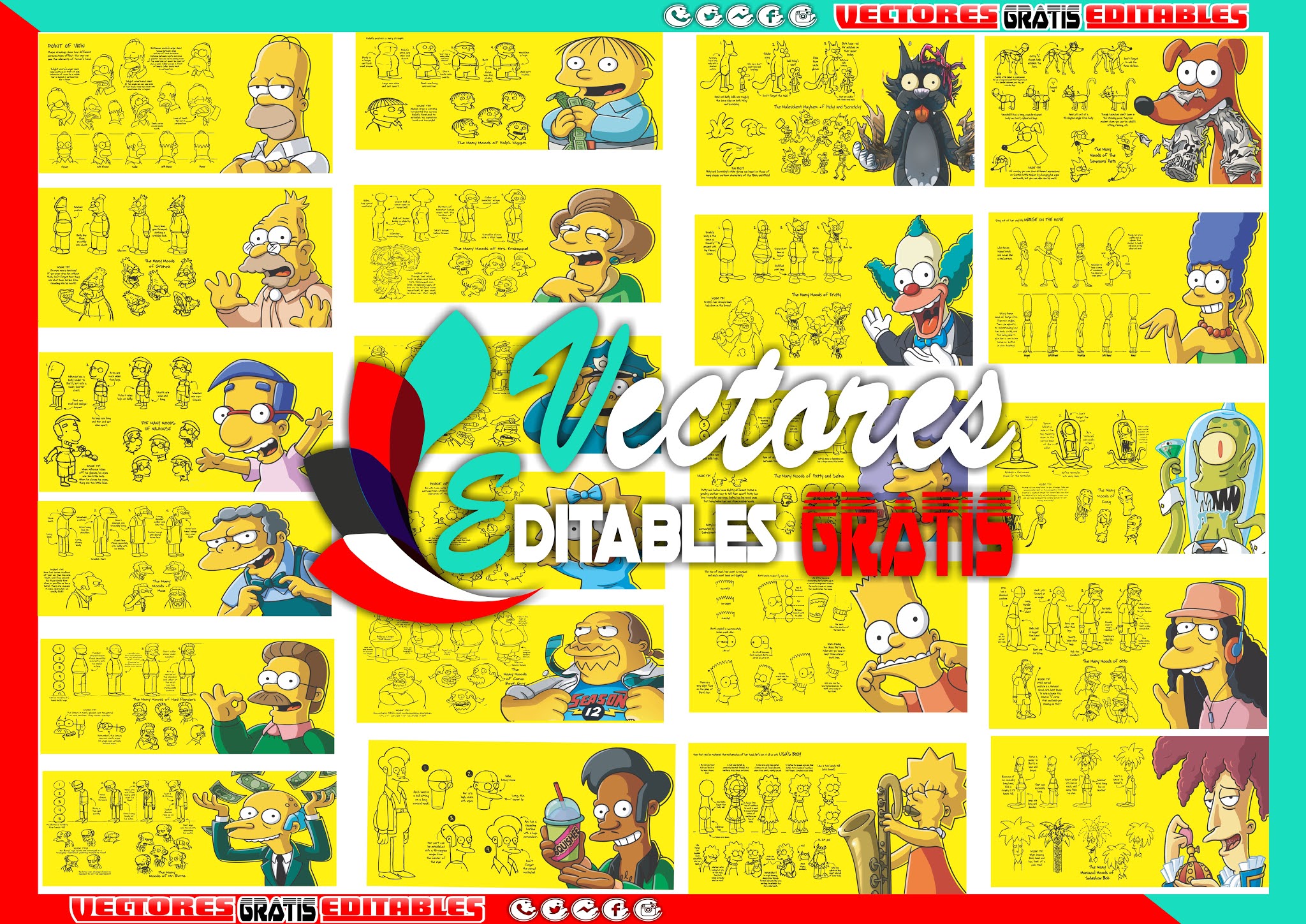 Diseños editables  tazas de Simpsons super colección