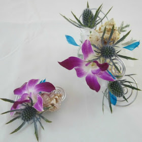 -Client connection- Blue Ocean Wrist corsage and Boutonniere by Lori Kunian CFD