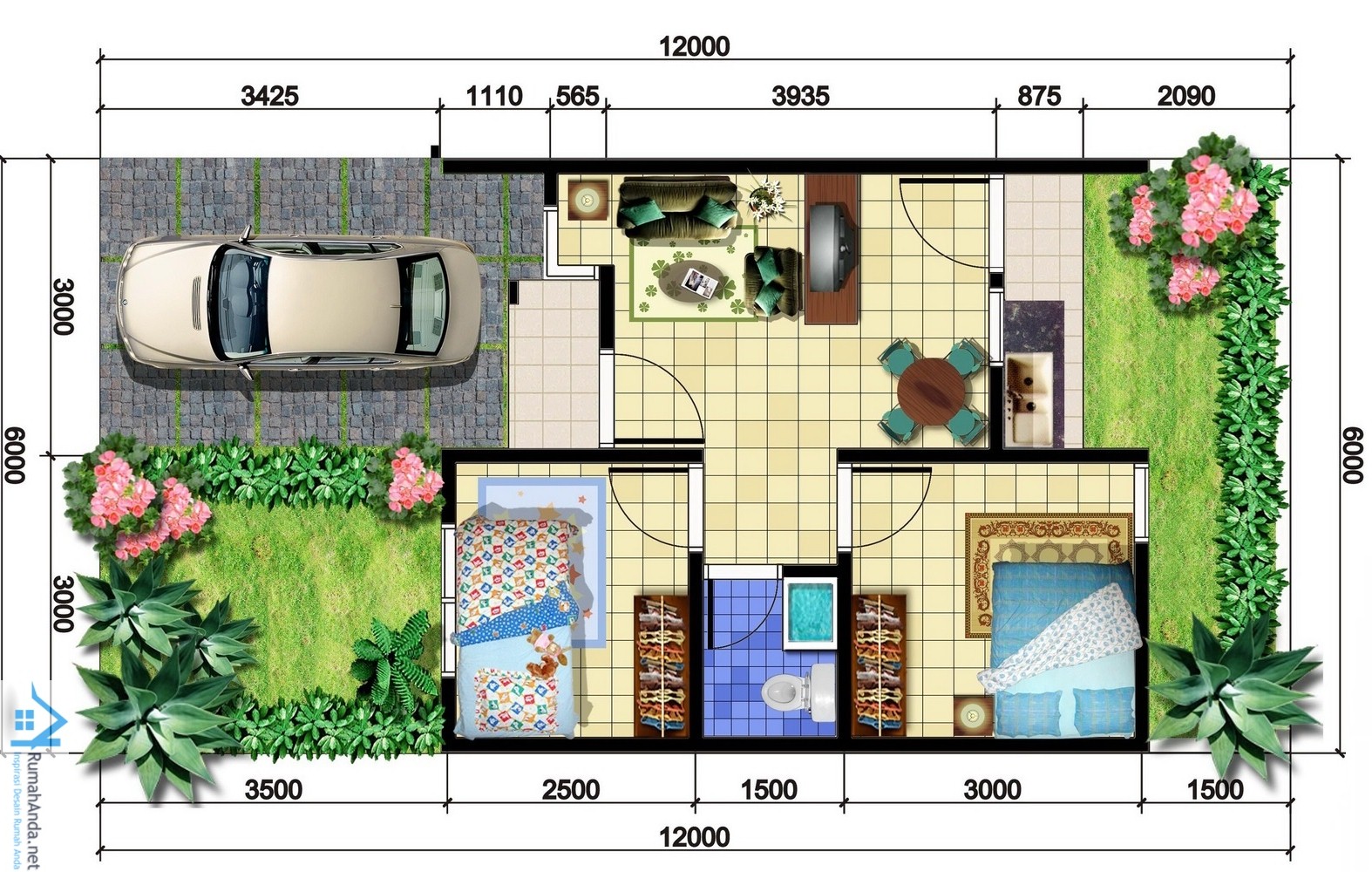 Kumpulan Denah Rumah Minimalis 1 Lantai Ukuran 6x12 Rumah Minimalis