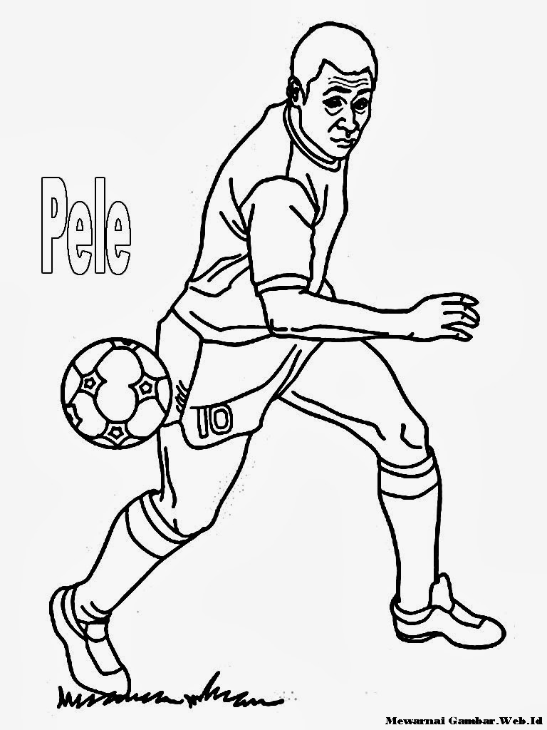  Mewarnai  Gambar  Pemain Sepakbola Pele Mewarnai  Gambar 