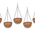 COIR GARDEN Coir Metal Hanging Pot, 8 inch, 5 Pieces, Brown