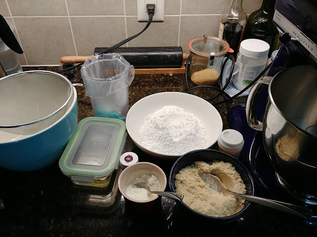 all the ingredients needed for baking macarons in a container. 