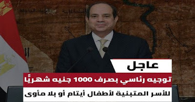 لأول مرة في مصر .. توجيه رئاسى بصرف 1000 جنيه شهرياً للأسر المتبنية لأطفال أيتام أو بلا مأوي