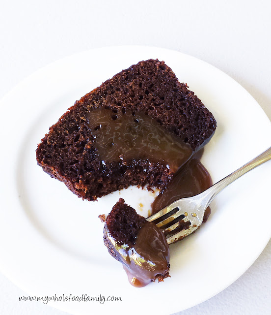 Gluten and dairy free sticky date pudding with butterscotch sauce - www.mywholefoodfamily.com