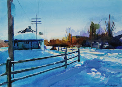 Acrylic painting of the Williamsville train depot 