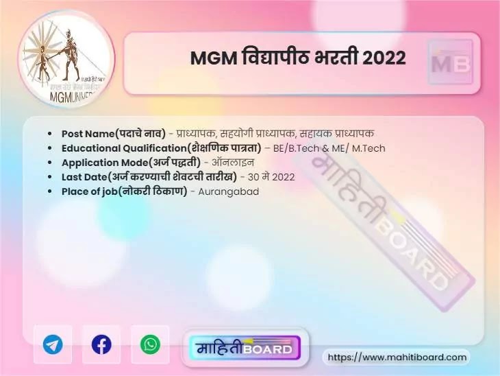 MGM University Bharti 2022