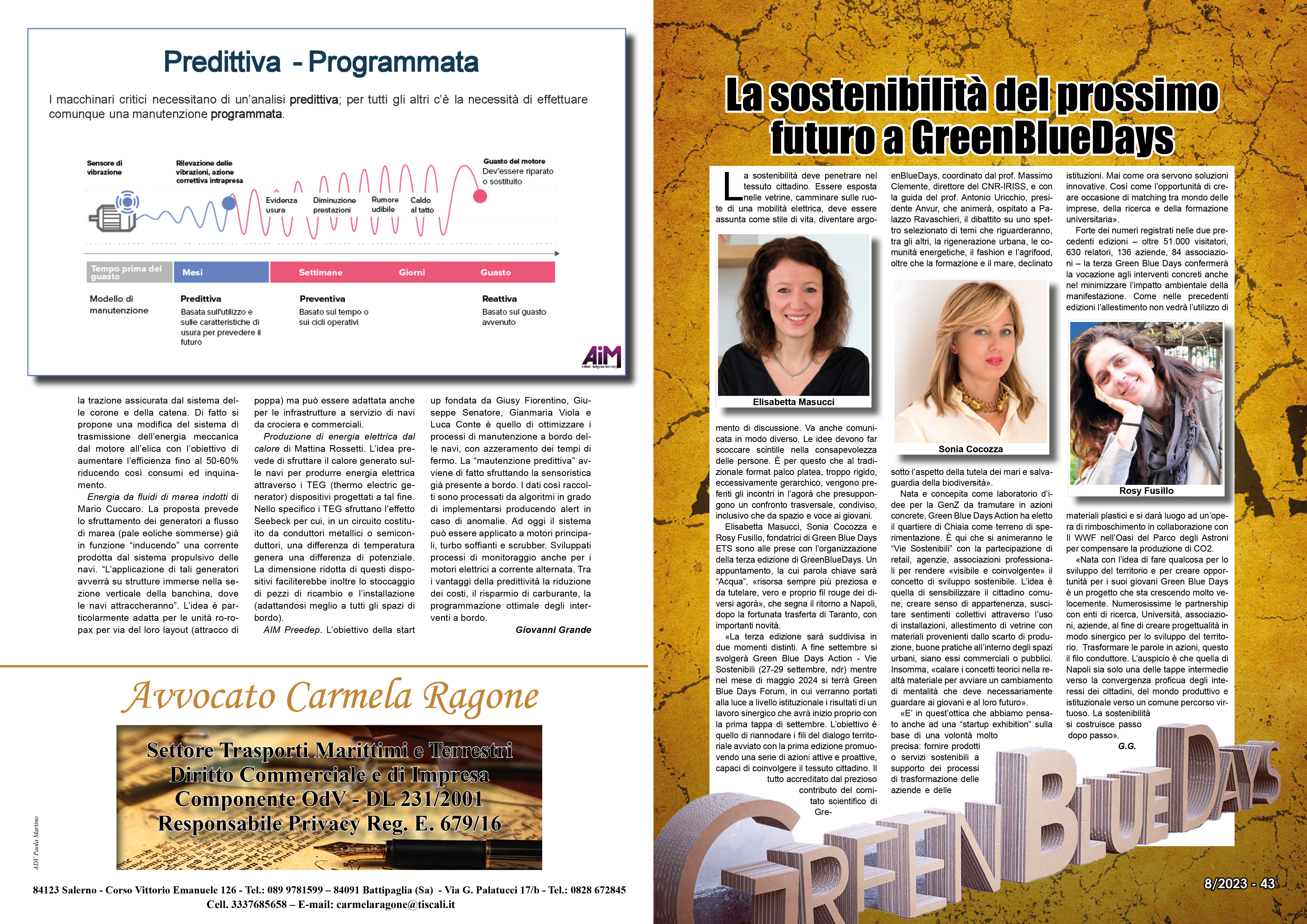 AGOSTO 2023 PAG. 43 - La sostenibilità del prossimo futuro a GreenBlueDays