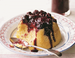 Old fashioned bramble pudding