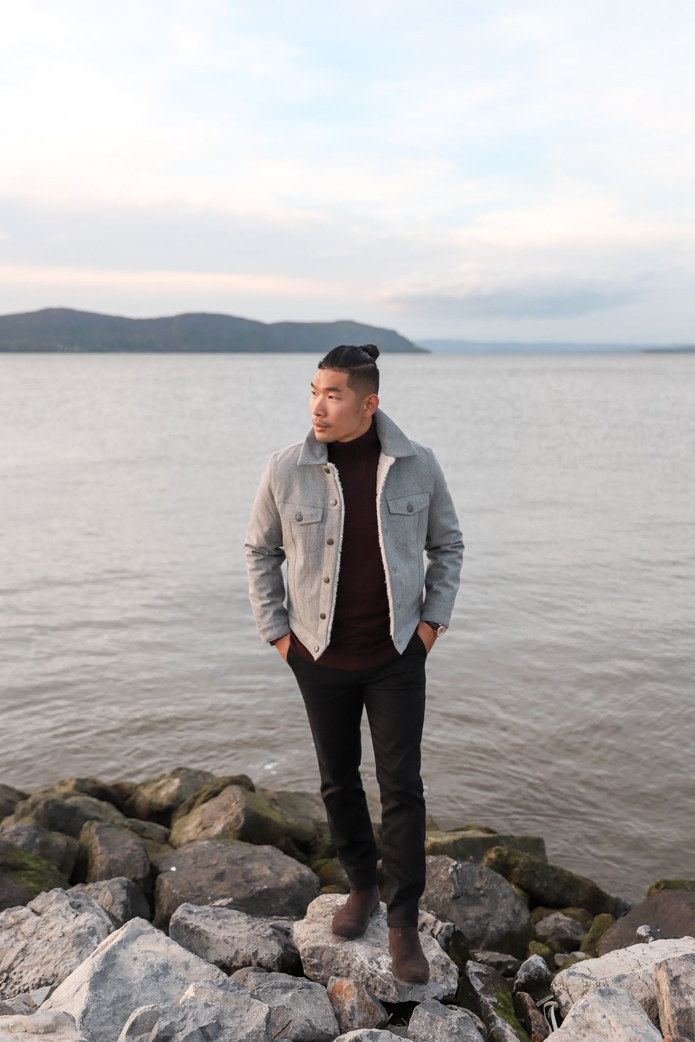 How To Style a Sherpa Trucker Jacket, Leo Chan of Levitate Style in Express Men