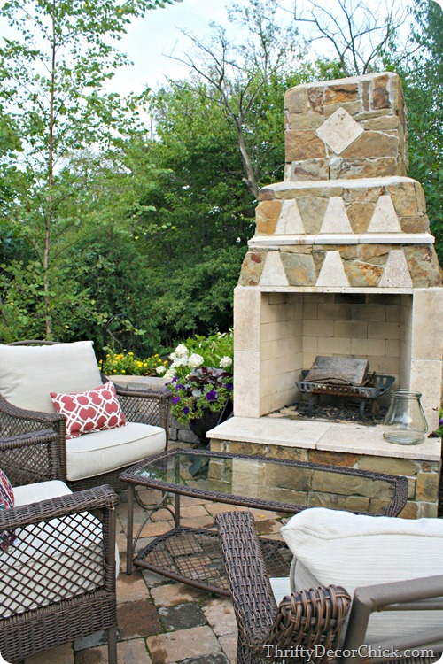 outdoor fireplace on patio