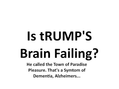 Trump Has Dementia. Brain Failing. Called the Town of Paradise - Pleasure - A Classic Senior Moment!