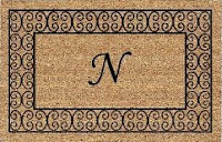 monogrammed doormat with black border-N
