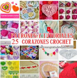  25 patrones y tutoriales de corazones tejidos a crochet