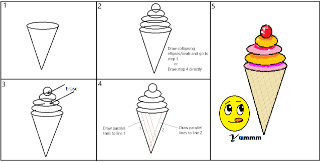 how to draw an easy ice-cream cone