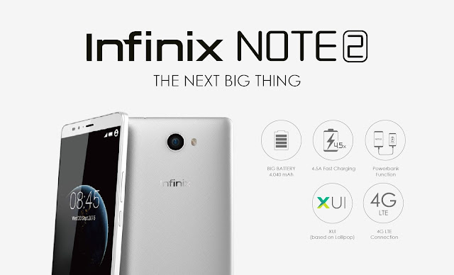 Infinix Note 2 diluncurkan dengan 2GB RAM, Layar HD 5.98", dan Dual SIM 4G LTE