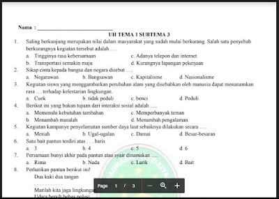 Soal Penilaian Harian Kelas 5 SD/MI Tema 1 Subtema 3, https://bingkaiguru.blogspot.com