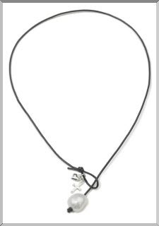 Freshwhater Pearls on Black Leather 'AB' Necklace