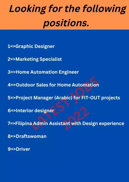 Looking for the following positions.