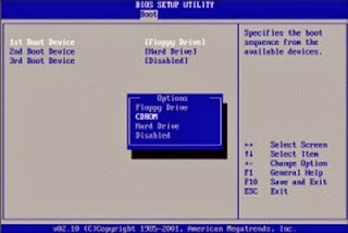 Cara Setting Booting First BIOS ke CDROM