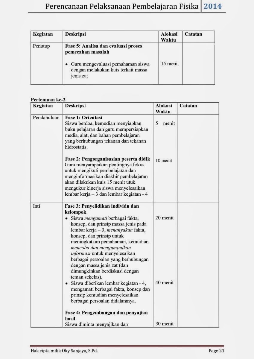 Fisika Siswa: Contoh RPP Fisika SMA Kurikulum 2013