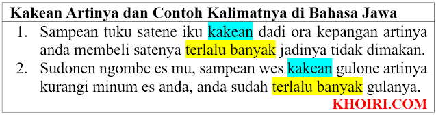 Kakean Artinya dan Contoh Kalimatnya di Bahasa Jawa