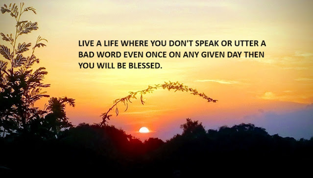 LIVE A LIFE WHERE YOU DON'T SPEAK OR UTTER A BAD WORD EVEN ONCE ON ANY GIVEN DAY THEN YOU WILL BE BLESSED.