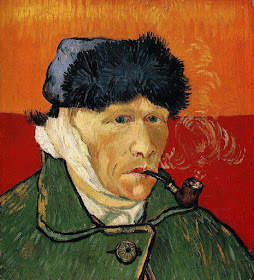  quadro autorretrato com cachimbo - quadro com o fundo vermelho   