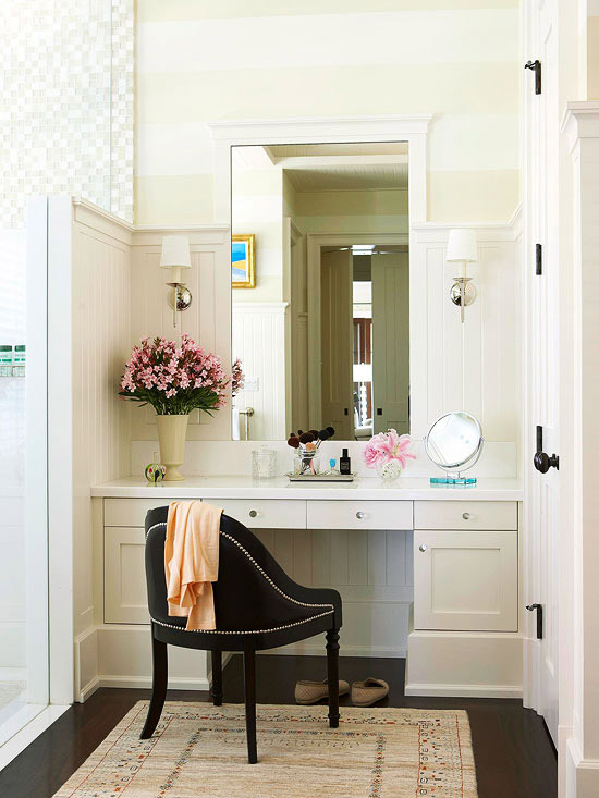 48 Bathroom Vanity With Makeup Area - Drawer Front : Browse this collection of bathroom vanities to find beautiful, practical ideas for incorporating a makeup vanity or dressing table into your bath design.