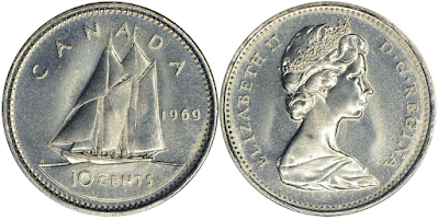 1969 10 cent with large date