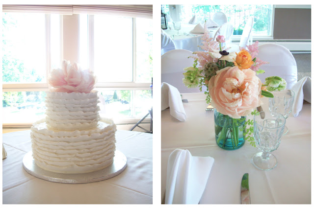 White and Coral Flowers for Mason Jar Wedding Centerpieces