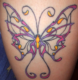 Beautiful Pink and Yellow Butterfly Tattoo Design